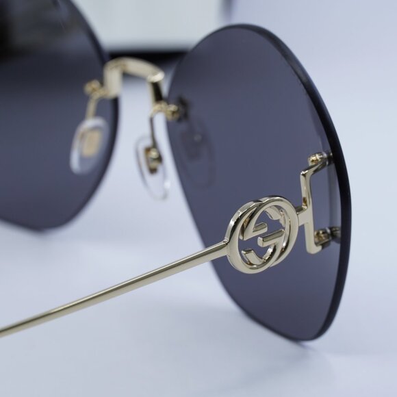 Gucci GG1203S 002 Round Sunglasses - Gold / Grey main image 5